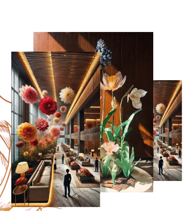 Giant paper flowers for decoration at luxury events in Dubai