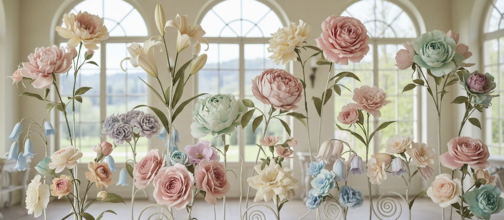 Creative handmade paper flowers and floral décor installations in Dubai