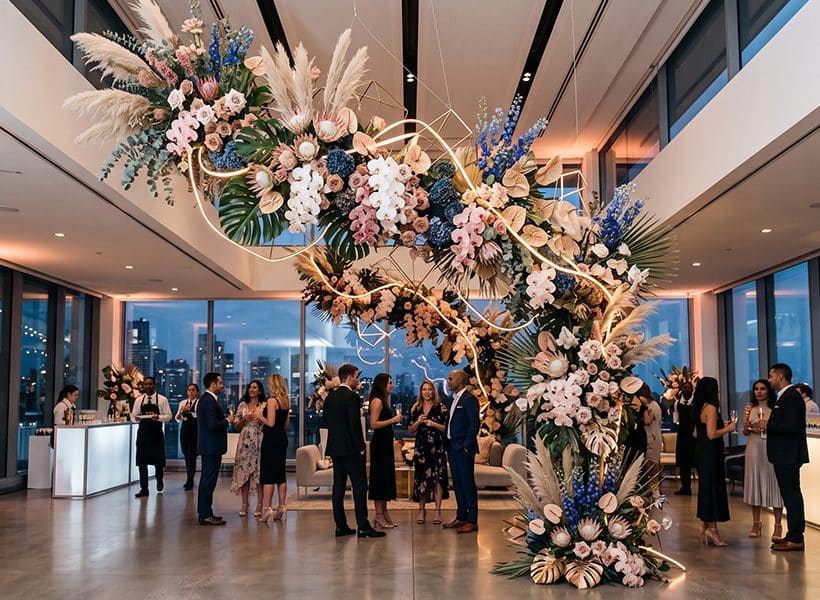 Elegant paper flower backdrop for luxury celebrations