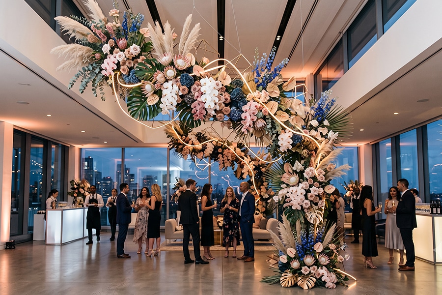 Elegant paper flower backdrop for luxury celebrations
