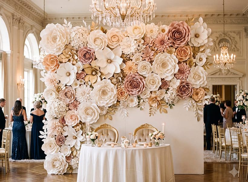 Custom floral installation rental for a luxury wedding and event in the UAE