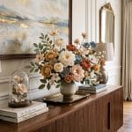 Handmade paper flowers enhancing a modern luxury interior space