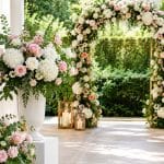 Handcrafted paper flower rental installation arranged for a stylish event in the UAE