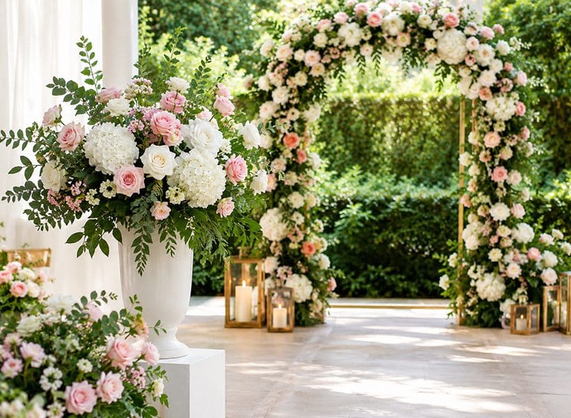 Handcrafted paper flower rental installation arranged for a stylish event in the UAE