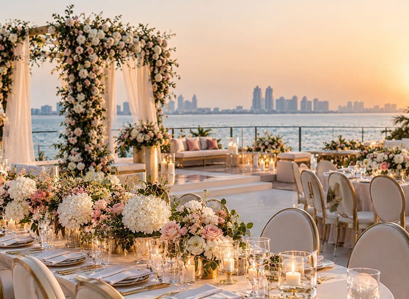 Luxury paper flower installation with custom floral styling for an elegant celebration